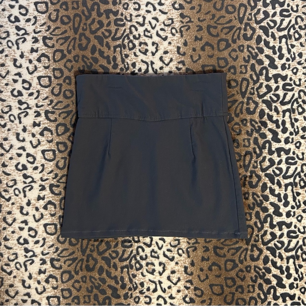 vintage 00s grey low-rise office siren bodycon fitted mini skirt